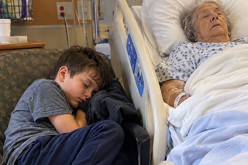 Я очнулась после комы и увидела 9-летнего внука, спящего рядом с моей больничной койкой. Он обнял меня и прошептал: «Бабушка, когда в следующий раз придёт тетя, притворись, что все еще спишь. Тогда ты поймешь, почему я не отходил от тебя»