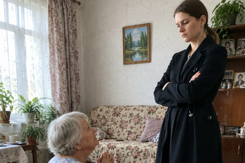 В 78 лет она поставила меня на колени в моём собственном доме. Она не знала, что сын уже стоит за дверью.