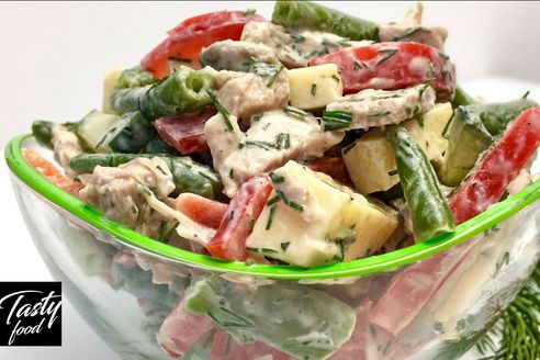 Мясной салат «Любимчик»: сытный салат с необычным вкусом