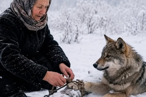 Пожилая женщина спасла замерзающего волка из капкана и забрала его к себе домой