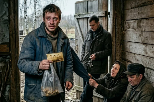 Сын выиграл в лотерею и поехал к родителям без предупреждения.