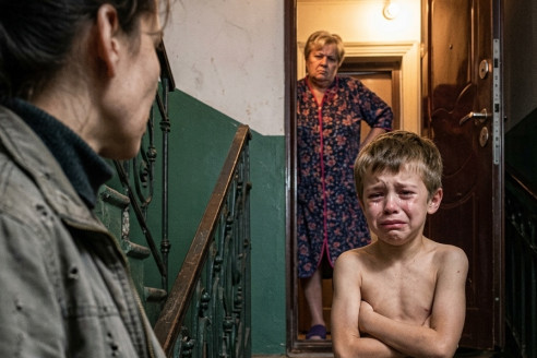 Лена увидела сына на лестнице – без куртки, в слезах. Свекровь: «Пока не извинится, не войдёт!»