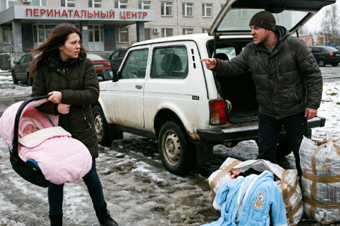 — Твоего тут ничего нет, уматывай! — крикнул муж у роддома