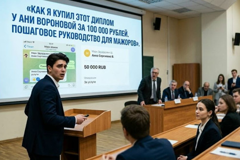 Отличница согласилась написать диплом для мажора. В день защиты он попытался ее опозорить, но она включила на проекторе другую флешку.