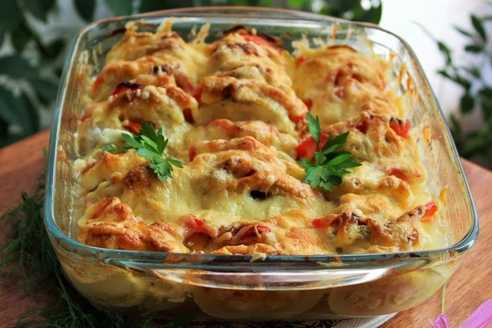 Запеканка с курицей и кабачками